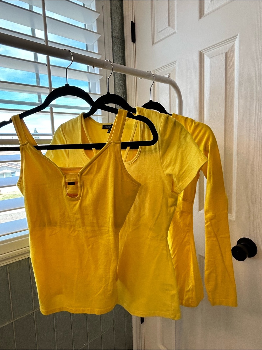 BOSTON PROPER BUNDLE Bright Yellow Tops with built in shelf bras - all XS